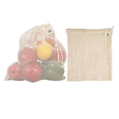 Reusable fruit vegetable organic cotton mesh bags for supermarket