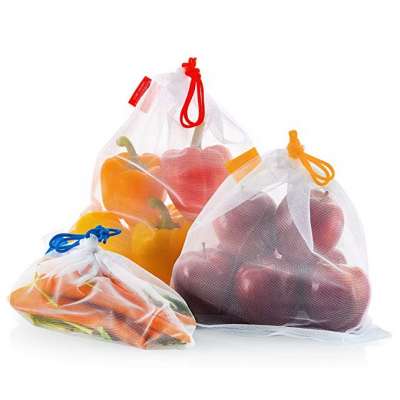 Eco-friendly Reusable Nylon Premium Washable Grocery Shopping Mesh Storage Packaging Bag For Fruit Vegetables Veggie